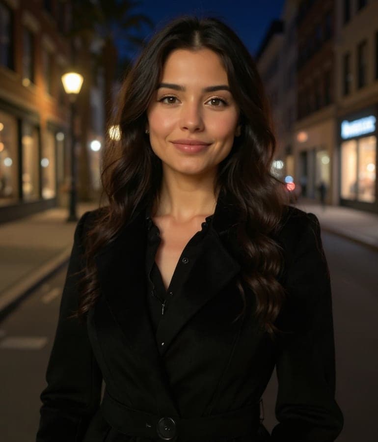 Example of the City Evening style with an AI-generated demo model